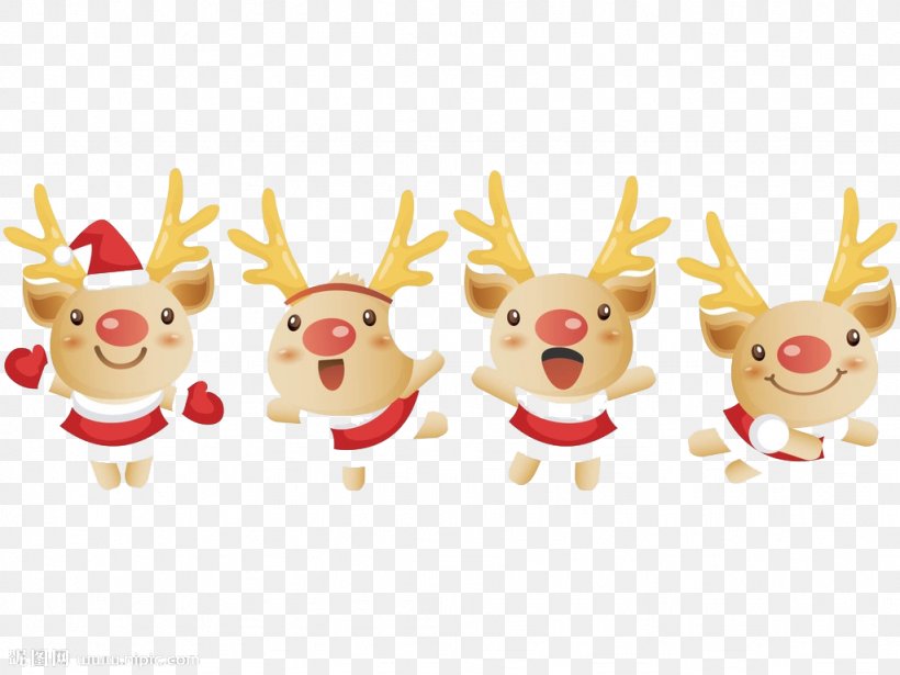 Reindeer Santa Claus Christmas Cartoon, PNG, 1024x768px, Reindeer, Antler, Cartoon, Christmas, Christmas Card Download Free