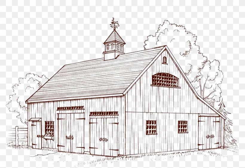 Barn Roof House Facade Sketch, PNG, 878x603px, Barn, Building, Cottage, Drawing, Elevation Download Free