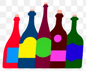 Colorful Spirit Bottles - Colorful Five Bottle Silhouettes PNG