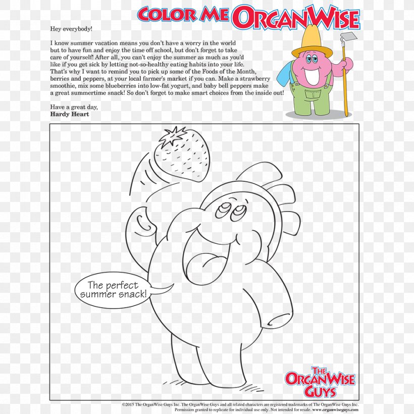 Coloring Book Child Healthy Diet The OrganWise Guys, PNG, 1000x1000px, Watercolor, Cartoon, Flower, Frame, Heart Download Free