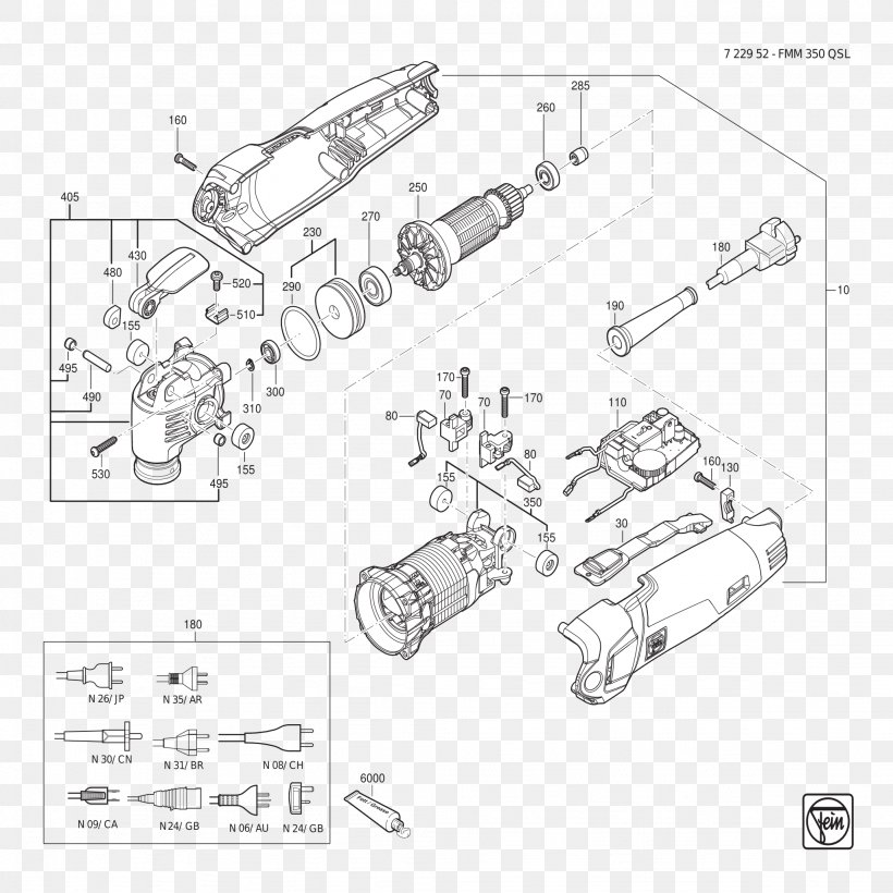 Fein Multimaster RS Multifunction Tool Incl. Accessories Incl. Case Multi-tool Spare Part, PNG, 2048x2048px, Fein Multimaster Rs, Artwork, Auto Part, Black And White, Diagram Download Free
