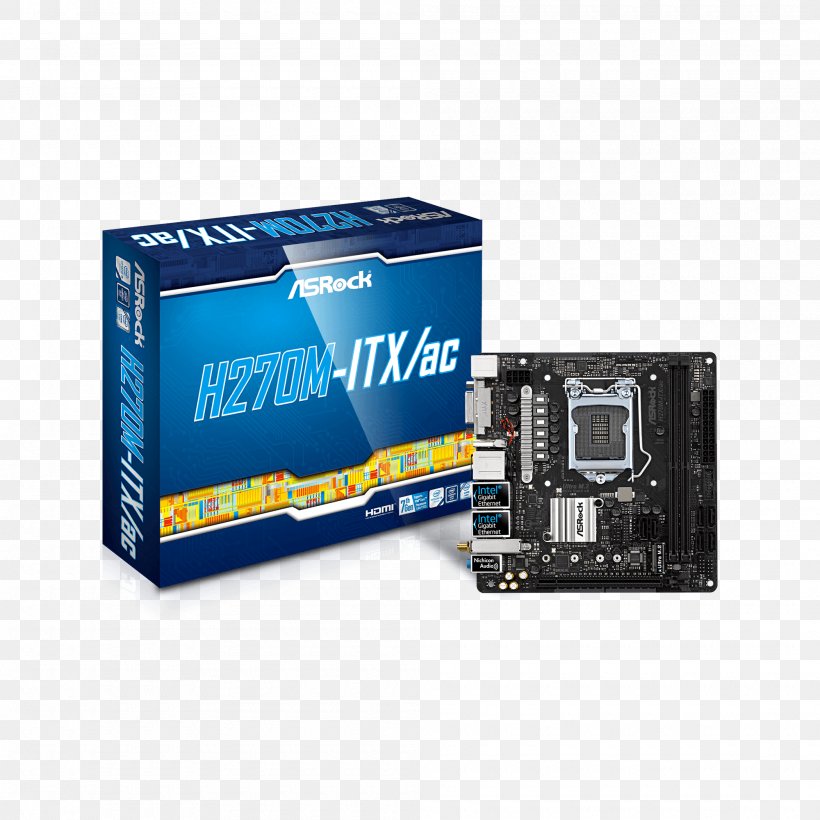 Intel LGA 1151 Mini-ITX ASRock H270M-ITX/ac, PNG, 2000x2000px, Intel, Asrock, Asrock Fatal1ty Z270 Gaming K6, Atx, Central Processing Unit Download Free