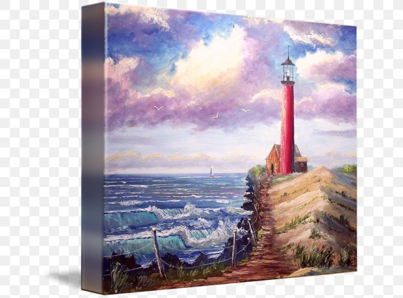 Lighthouse Painting Picture Frames Sea Sky Plc, PNG, 650x606px, Lighthouse, Beacon, Inlet, Painting, Picture Frame Download Free