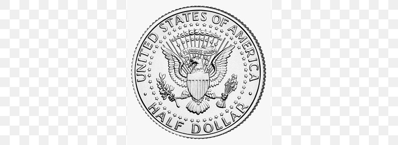 Denver Mint Kennedy Half Dollar United States Dollar Coin, PNG, 296x300px, Denver Mint, Black And White, Brand, Coin, Crest Download Free