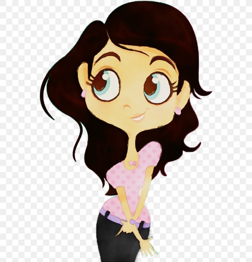 Girl Transparency Cartoon Kawaii Design, PNG, 565x853px, Watercolor, Animation, Black Hair, Cartoon, Cheek Download Free