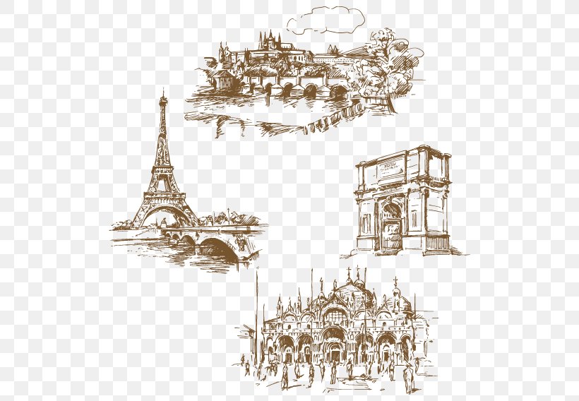 Paris Pisa Drawing Travel Illustration, PNG, 568x568px, Paris, Art, Decor, Drawing, Europe Download Free