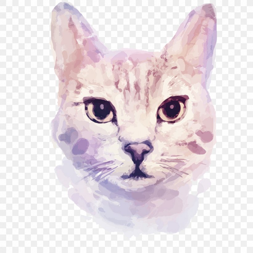 Cat Kitten Watercolor Painting Illustration, PNG, 842x842px, Cat, American Wirehair, Art, Asian, Canvas Download Free