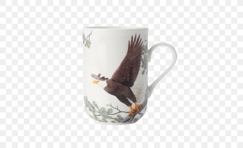Mug Bird Bone China Bald Eagle Porcelain, PNG, 500x500px, Mug, Animal, Art, Bald Eagle, Beak Download Free