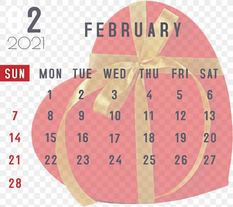 February 2021 Printable Calendar February Calendar 2021 Calendar, PNG, 3000x2669px, 2021 Calendar, Meter, Peach Download Free