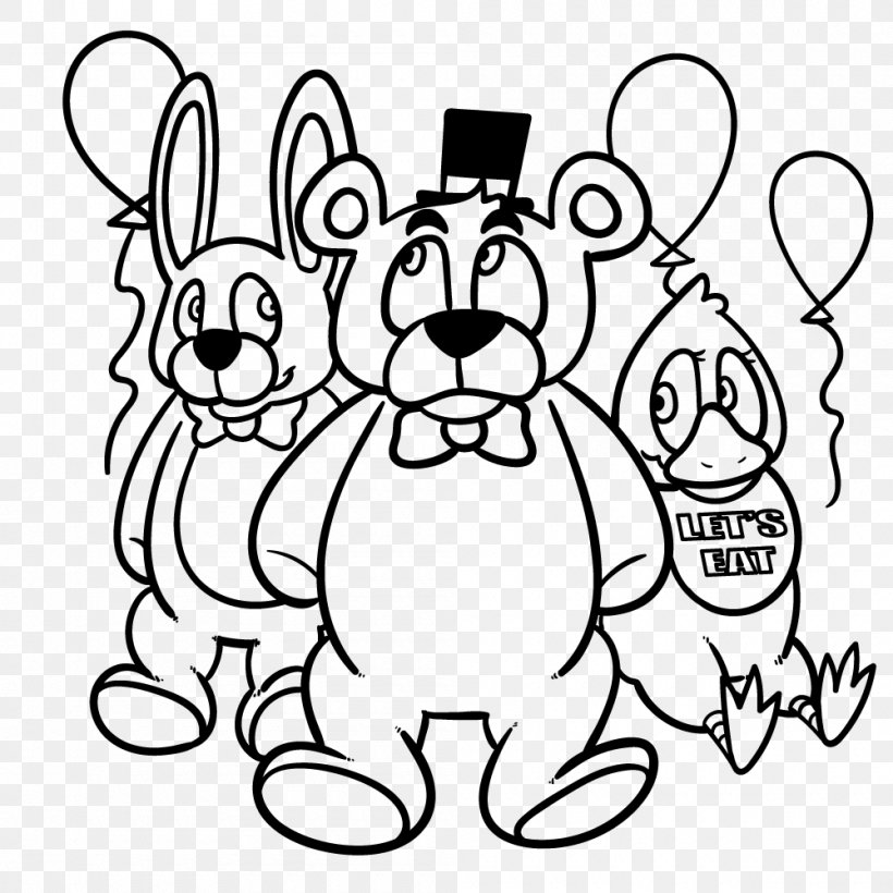 Five Nights At Freddy's: Sister Location Dog Coloring Book, PNG, 1000x1000px, Dog, Art, Black, Black And White, Carnivoran Download Free
