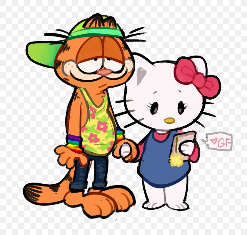 Hello Kitty Garfield Cartoon Comics Clip Art, PNG, 801x779px, Watercolor, Cartoon, Flower, Frame, Heart Download Free