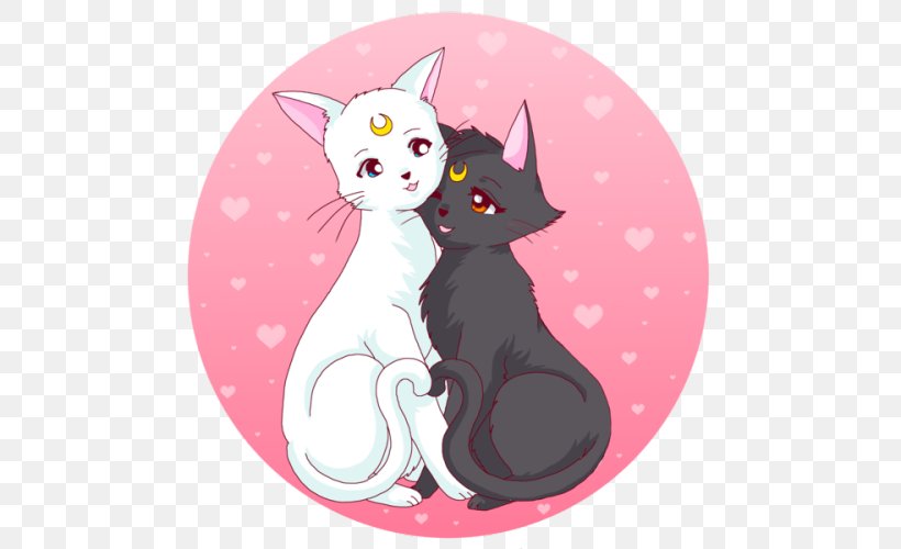 Kitten Whiskers Black Cat Luna Sailor Moon Png 500x500px Watercolor Cartoon Flower Frame Heart Download Free