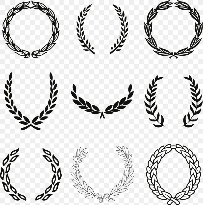 Laurel Wreath Ornament Clip Art, PNG, 1581x1599px, Wreath, Black And White, Body Jewelry, Drawing, Flower Download Free