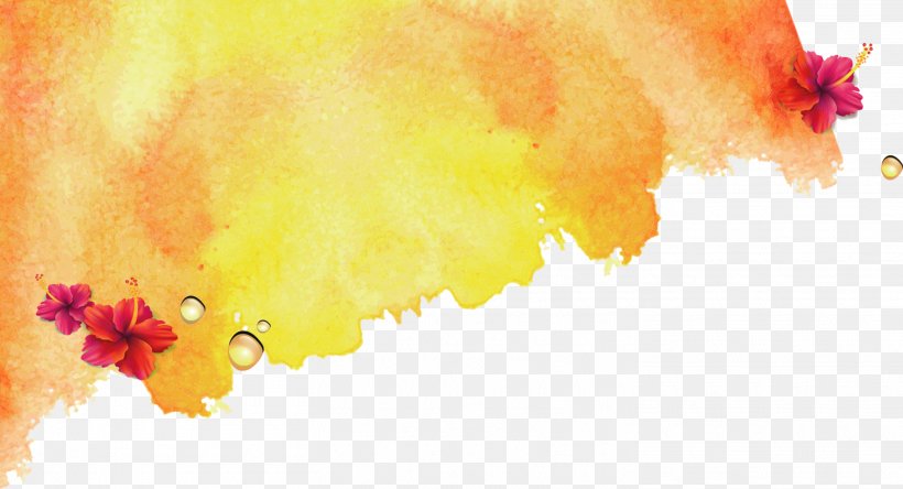 Yellow Watercolor Painting, PNG, 2917x1580px, Yellow, Designer, Ink, Orange, Petal Download Free