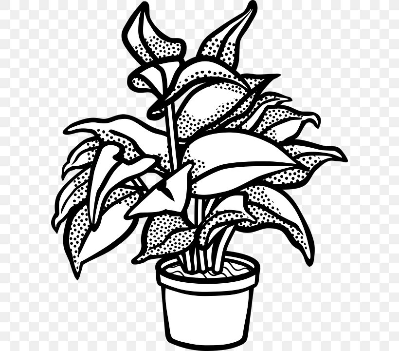 Houseplant Flowerpot Clip Art Vector Graphics Drawing, PNG, 610x720px, Houseplant, Artwork, Black And White, Drawing, Flora Download Free