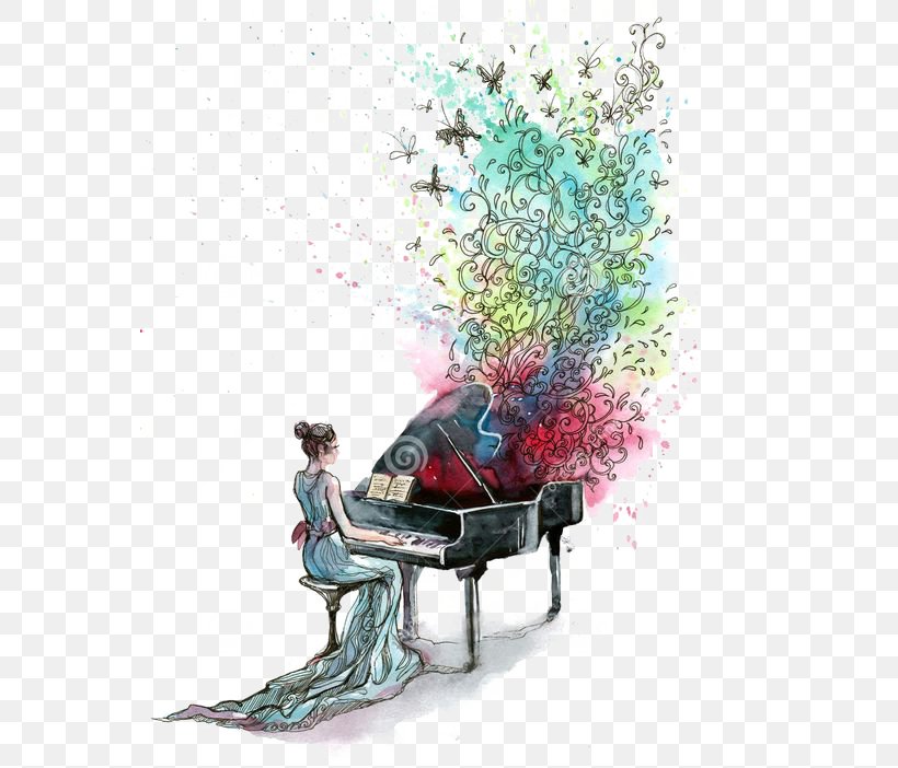 Grand Piano Painting Royalty-free, PNG, 564x702px, Watercolor, Cartoon, Flower, Frame, Heart Download Free