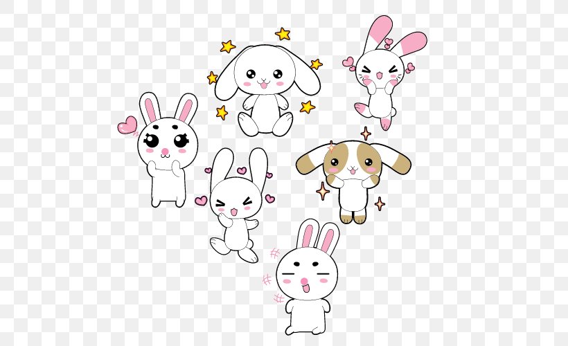 Domestic Rabbit Hare Easter Bunny Clip Art Illustration, PNG, 500x500px, Watercolor, Cartoon, Flower, Frame, Heart Download Free
