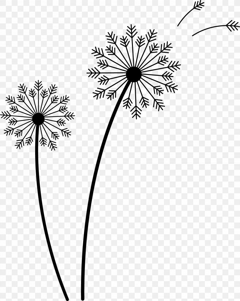 Drawing Common Dandelion Clip Art, PNG, 5388x6759px, Drawing, Black And White, Branch, Cartoon, Common Dandelion Download Free