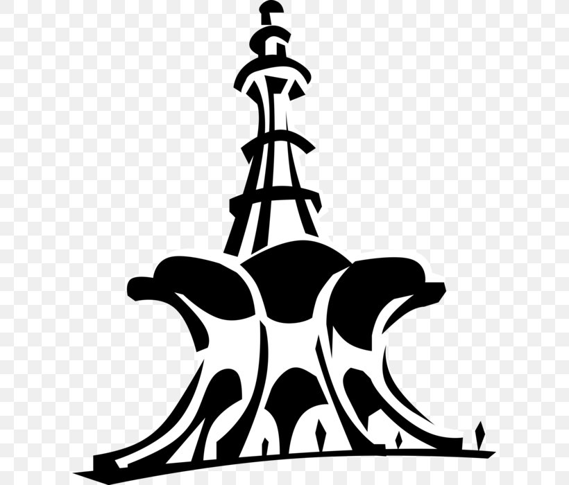 Minar-e-Pakistan Clip Art Openclipart Vector Graphics Image, PNG, 611x700px, Minarepakistan, Artwork, Black And White, Drawing, Flag Of Pakistan Download Free