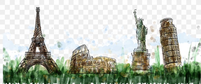 Statue Of Liberty Italy Download Monument Watercolor Painting, PNG, 3402x1427px, Statue Of Liberty, Cathedral, Drawing, Grass, Infographic Download Free