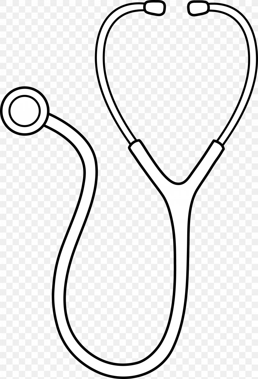 Stethoscope Physician Medicine Clip Art, PNG, 4289x6313px, Stethoscope, Area, Black And White, Cardiology, Coloring Book Download Free