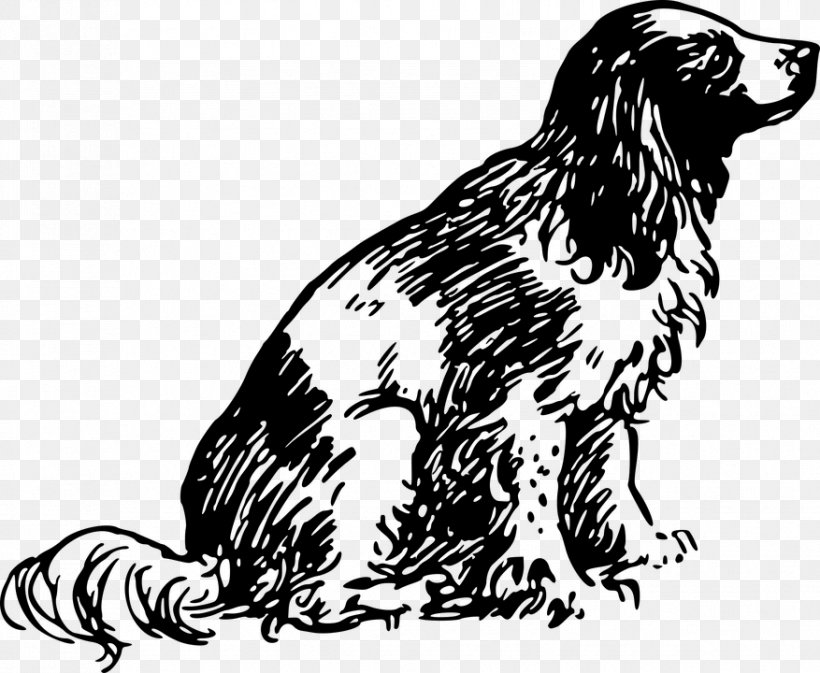 Dog Breed English Cocker Spaniel Puppy Clip Art, PNG, 877x720px, Dog Breed, Artwork, Black And White, Carnivoran, Companion Dog Download Free