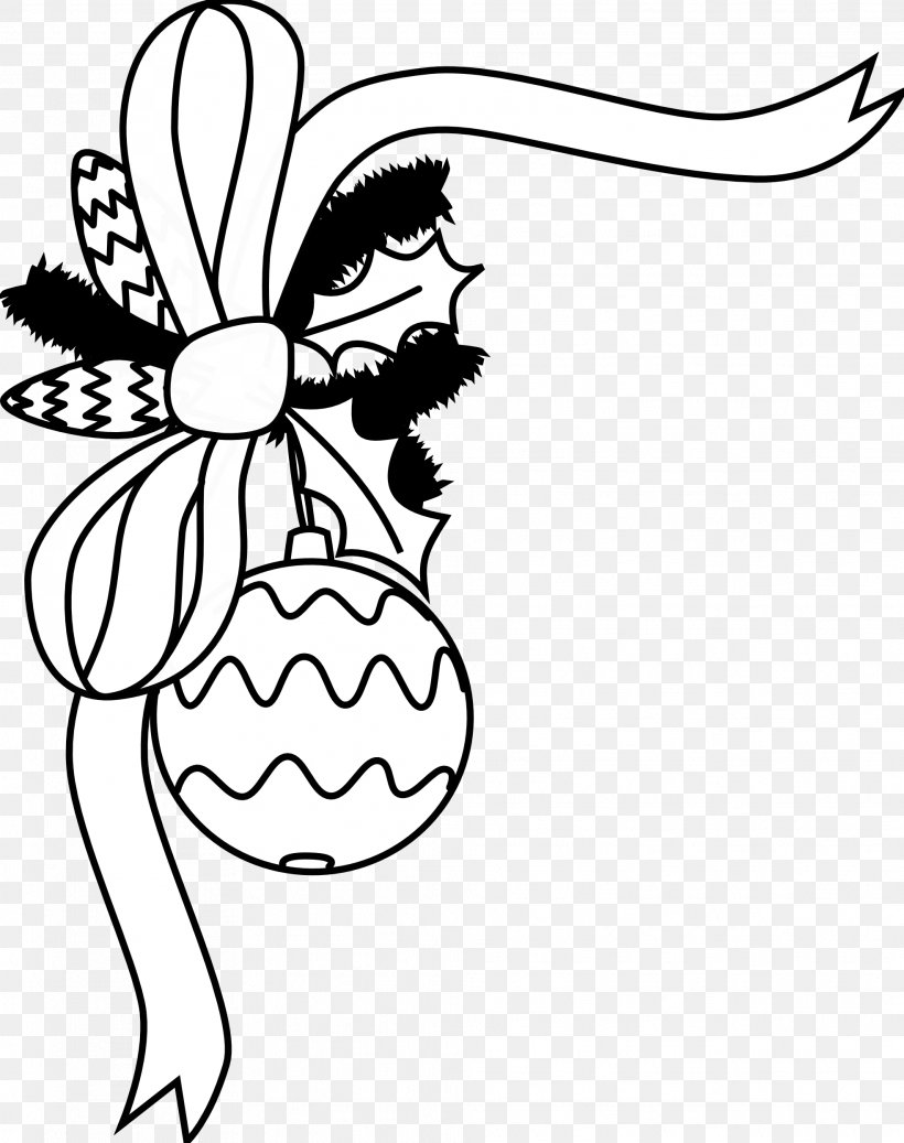 Santa Claus Christmas Ornament Black And White Clip Art, PNG, 1969x2492px, Watercolor, Cartoon, Flower, Frame, Heart Download Free