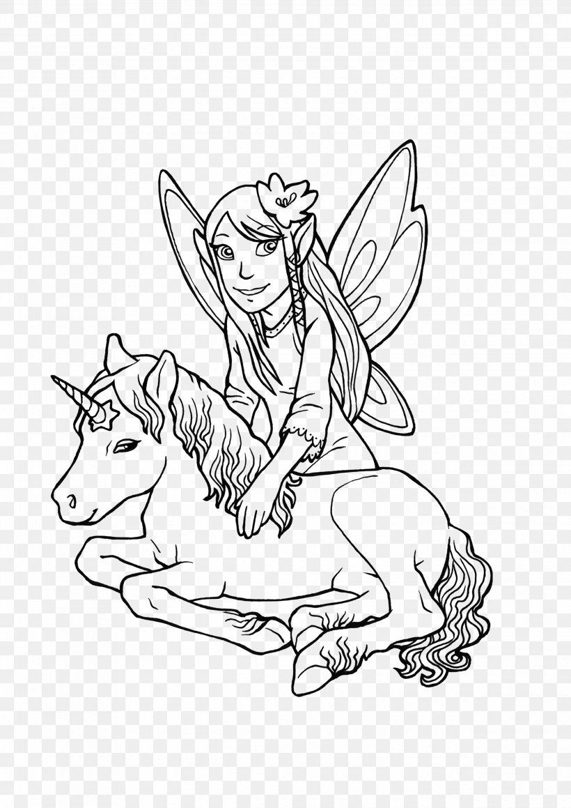 Ausmalbild Fairy Elf Unicorn Legendary Creature, PNG, 2480x3508px, Ausmalbild, Architecture, Art, Artwork, Black And White Download Free