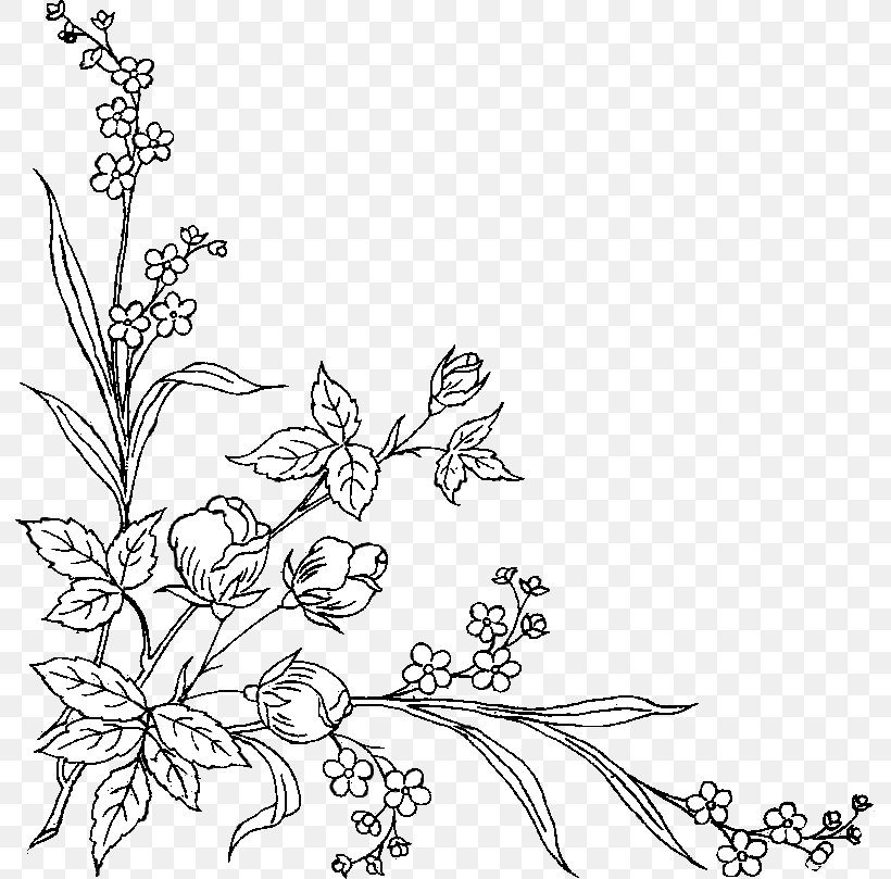 Floral Design Black And White Art, PNG, 791x809px, Floral Design, Area, Art, Black And White, Branch Download Free