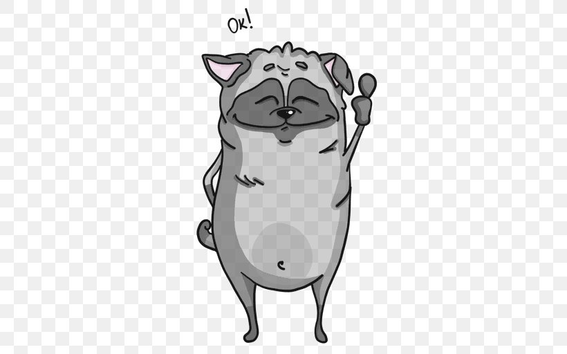 Pug Sticker Clip Art Telegram Snout, PNG, 512x512px, Pug, Black, Black And White, Carnivoran, Cat Download Free