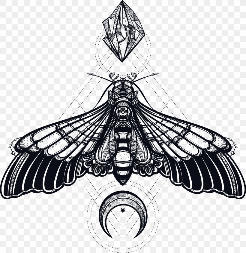 Butterfly Deaths-head Hawkmoth Geometry, PNG, 4276x4388px, Butterfly, Art, Black And White, Butterflies And Moths, Deathshead Hawkmoth Download Free