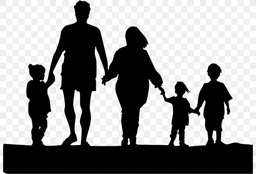 Family Holding Hands Silhouette Clip Art, PNG, 800x557px, Family, Black And White, Child, Communication, Conversation Download Free