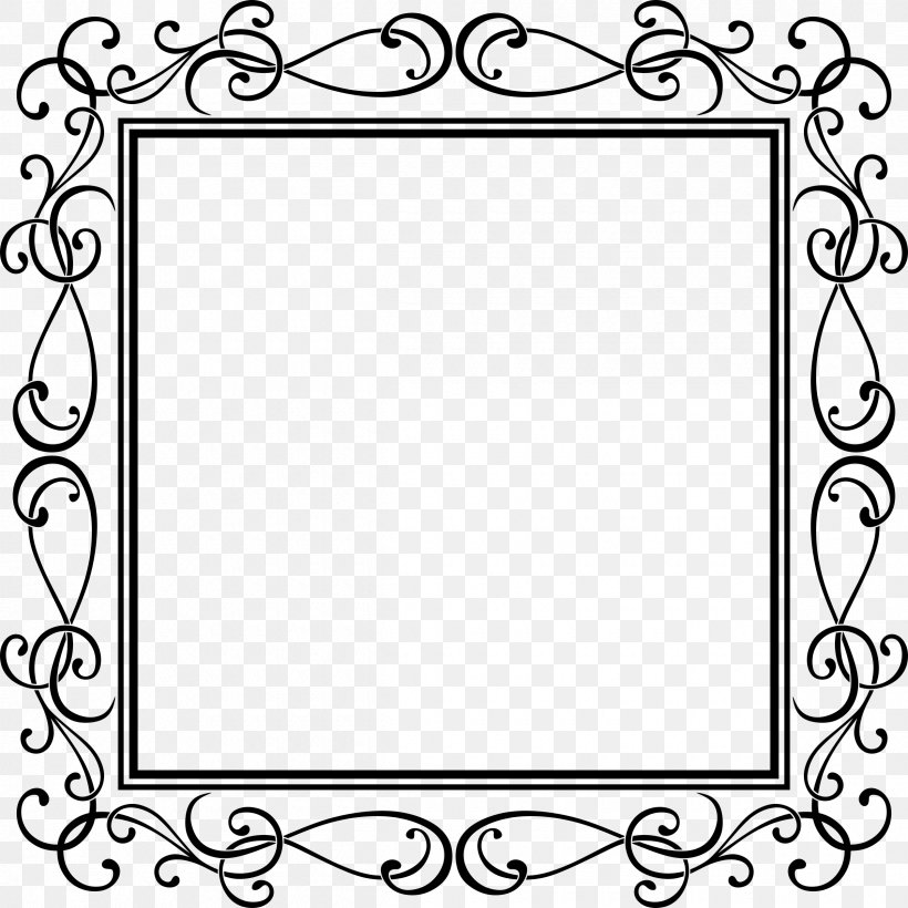 Picture Frames White Line Art Pattern, PNG, 2400x2400px, Picture Frames, Area, Black, Black And White, Border Download Free