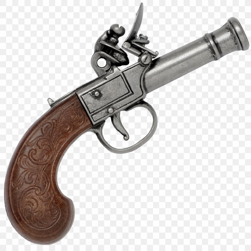 Trigger Flintlock Firearm Revolver Pistol, PNG, 1000x1000px, Watercolor, Cartoon, Flower, Frame, Heart Download Free