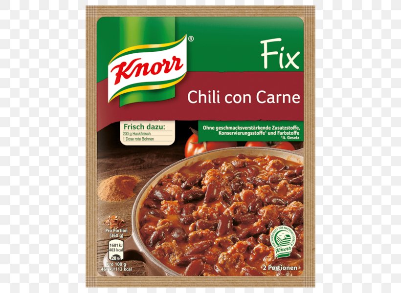 Chili Con Carne Wiener Schnitzel Bolognese Sauce Mexican Cuisine Knorr, PNG, 600x600px, Chili Con Carne, Bolognese Sauce, Condiment, Convenience Food, Cuisine Download Free