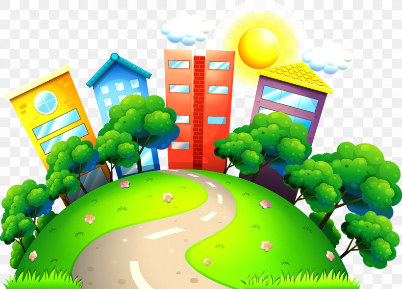 Cartoon Royalty-free Drawing Illustration, PNG, 1200x864px, Cartoon, Building, City, Drawing, Grass Download Free