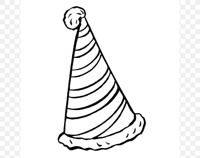 Party Hat Black And White Birthday Clip Art, PNG, 650x650px, Party Hat, Area, Art, Birthday, Black And White Download Free