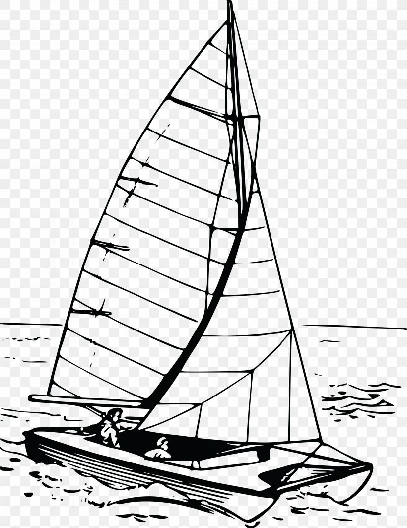 Catamaran Sailboat Clip Art, PNG, 4000x5193px, Catamaran, Area, Barque, Black And White, Boat Download Free