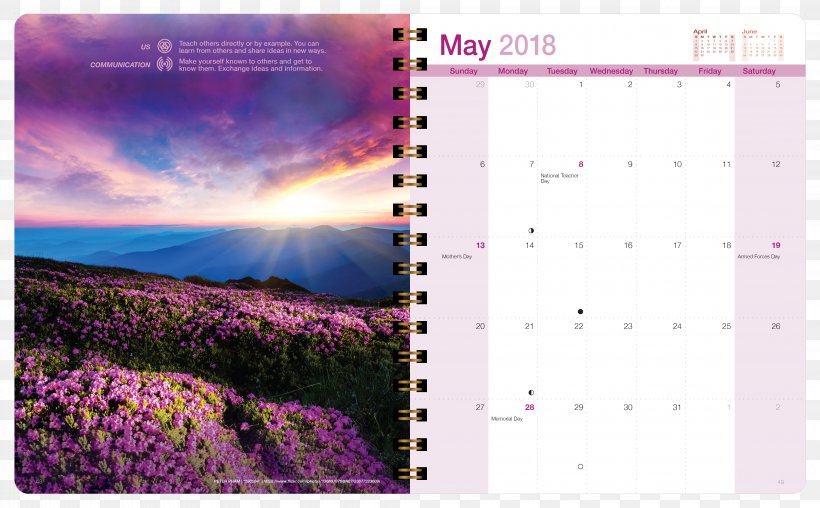 Desktop Wallpaper Flower Sunset Sky, PNG, 4350x2700px, Flower, Blue, Calendar, Cloud, Landscape Download Free