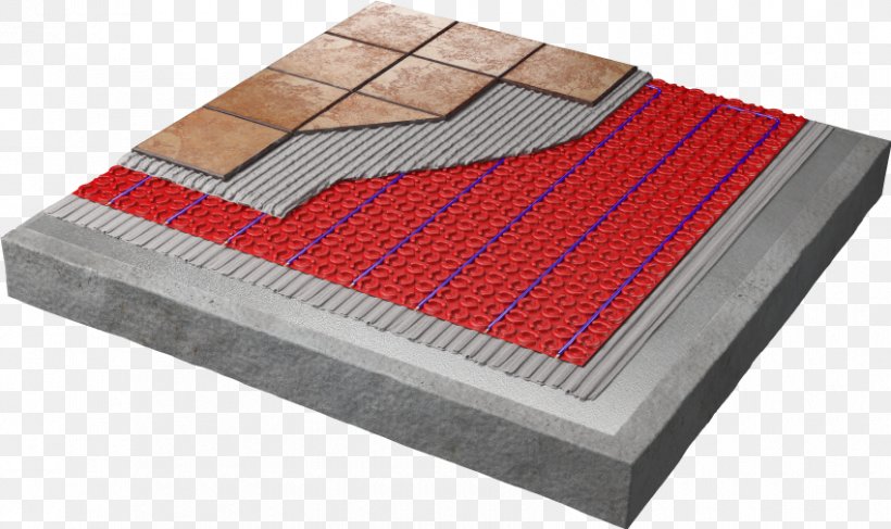 Underfloor Heating Heating System Central Heating Tile, PNG, 850x505px, Floor, Baseboard, Bathroom, Central Heating, Electricity Download Free
