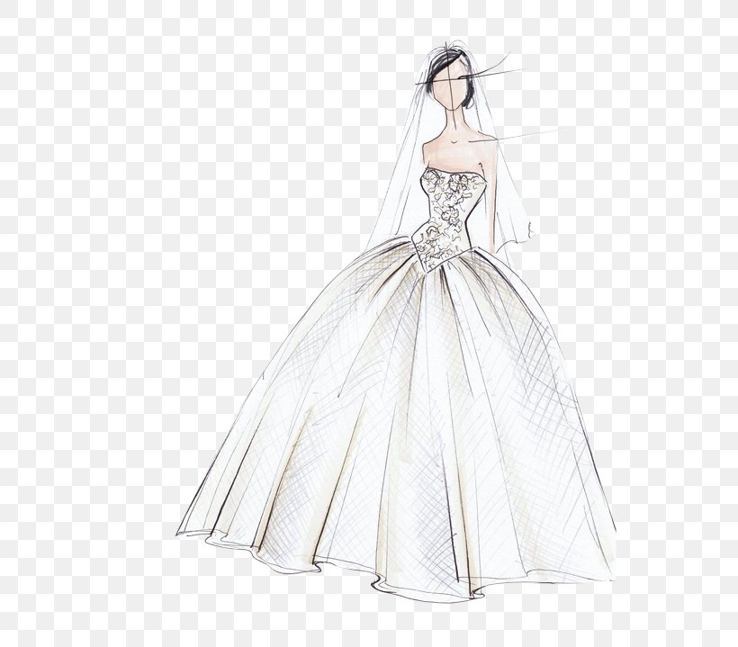 Sketch Wedding Dress Fashion Illustration Designer, PNG, 550x719px, Watercolor, Cartoon, Flower, Frame, Heart Download Free