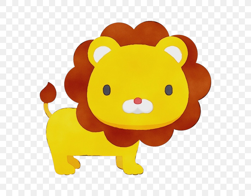 Cartoon Yellow Toy Lion Smile, PNG, 640x640px, Watercolor, Cartoon, Lion, Paint, Smile Download Free