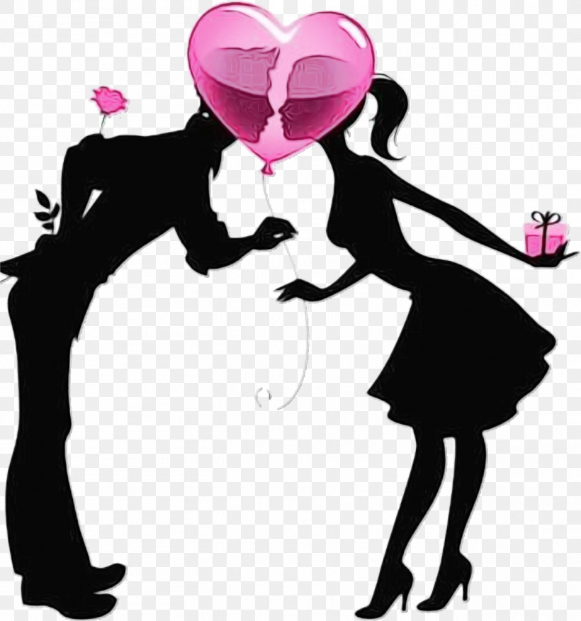Silhouette Heart Love Gesture, PNG, 1358x1452px, Watercolor, Gesture, Heart, Love, Paint Download Free