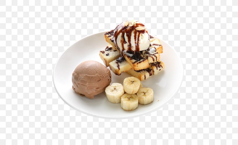 Chocolate Ice Cream Sundae Profiterole Waffle, PNG, 500x500px, Chocolate Ice Cream, Breakfast, Chocolate, Chocolate Syrup, Dairy Product Download Free