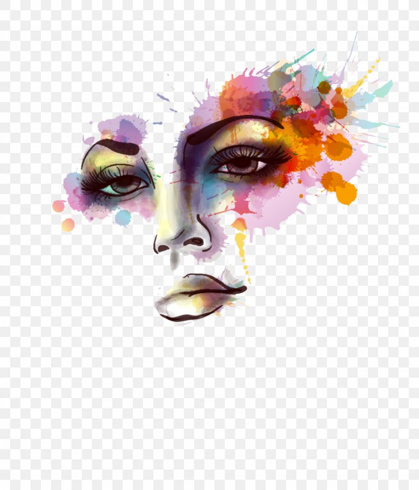 Watercolor Painting Wall Decal, PNG, 1024x1199px, Watercolor Painting, Art, Decal, Eyelash, Magenta Download Free