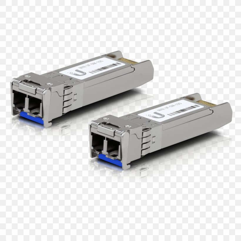 10 Gigabit Ethernet Small Form-factor Pluggable Transceiver SFP+ Ubiquiti U Fiber Multi-Mode Multi-mode Optical Fiber, PNG, 1200x1200px, 10 Gigabit Ethernet, Adapter, Computer Network, Electrical Connector, Electronic Component Download Free