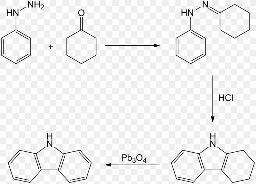 Bucherer Carbazole Synthesis Borsche–Drechsel Cyclization Phenylhydrazine Chemical Reaction, PNG, 1199x860px, Carbazole, Area, Aryl, Auto Part, Black And White Download Free