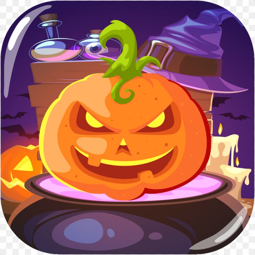 Jack-o'-lantern Tile-matching Video Game SpaceMatch3 Sweet Match 3 Halloween, PNG, 1024x1024px, Tilematching Video Game, Calabaza, Cartoon, Food, Fruit Download Free