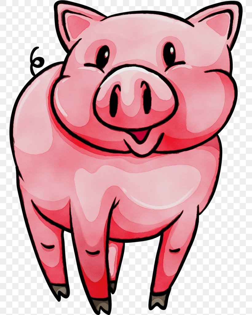 Cartoon Pink Clip Art Snout Suidae, PNG, 760x1024px, Watercolor, Cartoon,  Domestic Pig, Nose, Paint Download Free