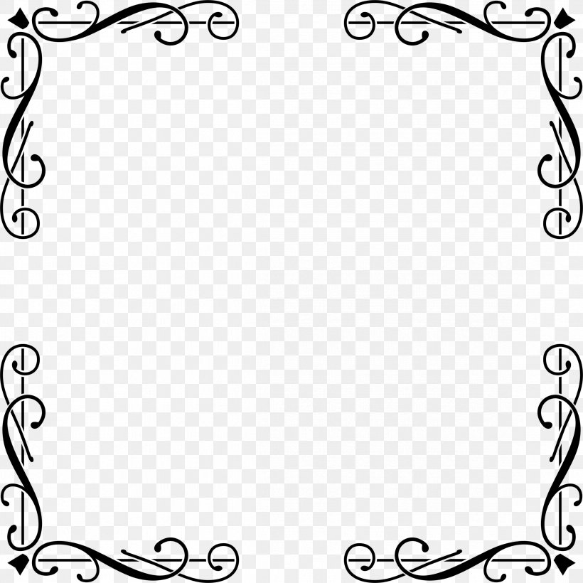 Picture Frames Decorative Arts Ornament Clip Art, PNG, 2332x2332px, Picture Frames, Area, Black, Black And White, Branch Download Free